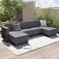 Aoxun Patio Furniture Set, 6 Piece Outdoor Sofa Set, Brown/Dark Gray