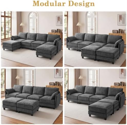 Modular Sectional U Shaped Couch, 116" Cloud Sofa for Living Room