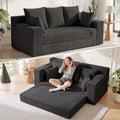 Boneless Couch for Living Room, 3 Seater Convertible Sofa Bed in A Box, Folding Pull Out Couch with Comfy Corduroy, Loveseat Sleeper Floor Sofa with 5 Pillows, No Assembly Required, Black