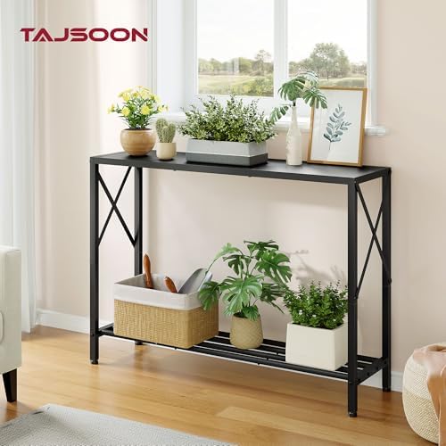 Tajsoon Console Table 41.8", 2 Tier Narrow Entryway Table with Shelves