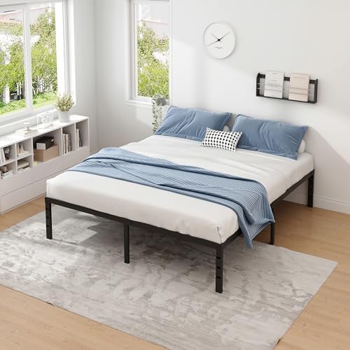 NEW JETO Metal Bed Frame,King Size Bed Frame with Storage Space,12 Inch