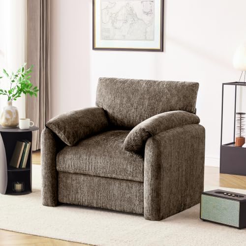Howjoe Accent Chair for Living Room, Oversized Reading Armchair, Brown