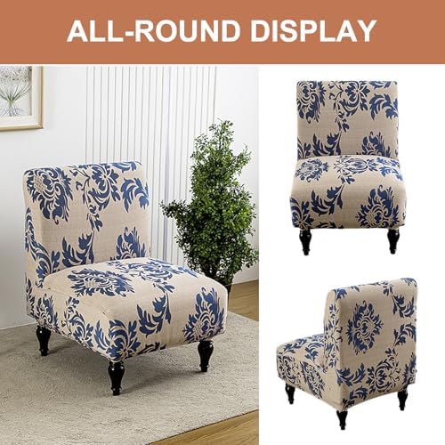 Eco-Ancheng Armless Chair Slipcover Removable Armless Accent Chairs Covers Washable Armless Slipper Chair Slipcover Printed Armless Chair Furniture Protector Covers for Living Dining Room Hotel
