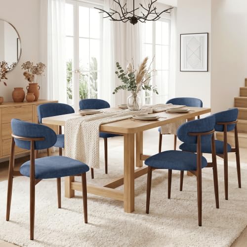 UVV Dining Chairs Set of 4, Metal Kitchen Chairs with Modern Fabric Upholstered for Dining Room, Navy Blue