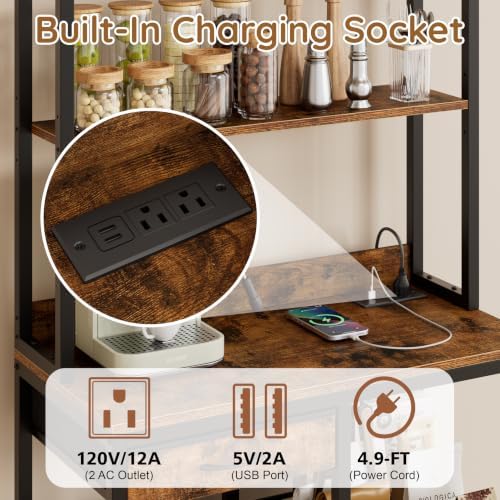 LIFECHOVY 67.7" Tall Bar Cabinet with Power Outlets