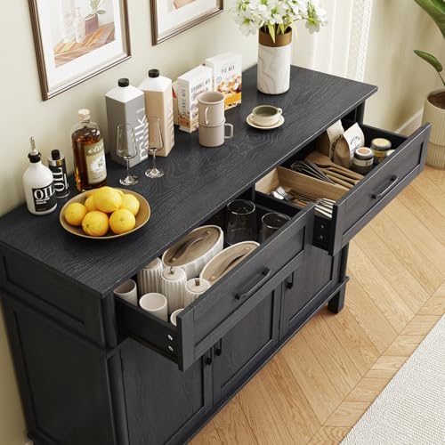 ONBRILL 48 Inch Buffet Cabinet with Storage, Black