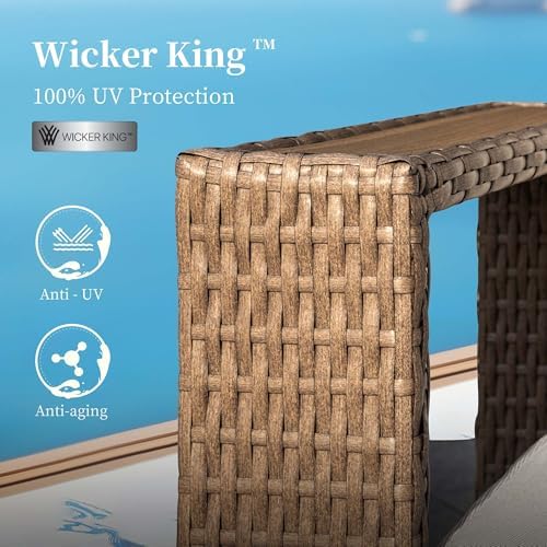 2pcs Patio Furniture w/10'' Thick Cushions, Outdoor Chairs Set of 2, Beige