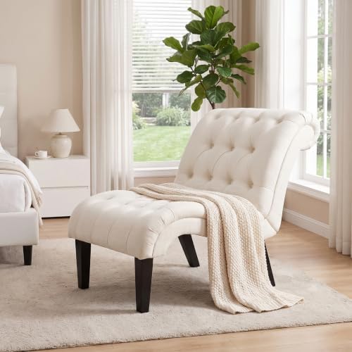 Mid Century Modern Accent Chair, Upholstered Button Tufted Chair