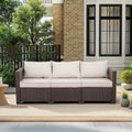 Rattaner 3-seat Patio Sofa Outdoor Furniture Brown Wicker Outdoor Couch Deep Seat High Backrest with Anti-Slip Cushions with Waterproof Cover, Beige