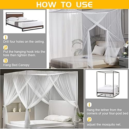 Bed Canopy Curtains Mosquito Net Bed Canopy for Full Queen King Size Bed