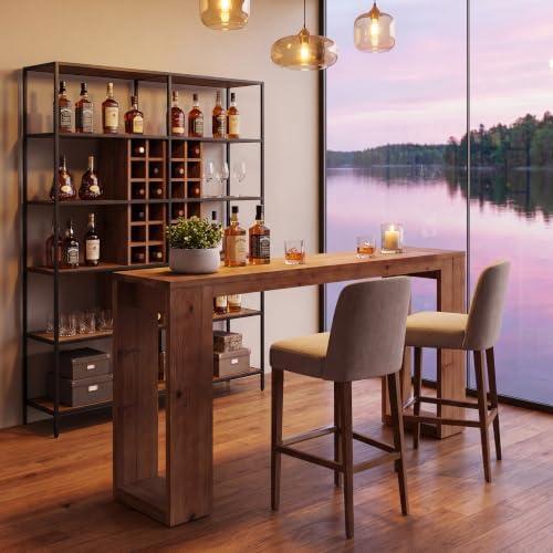 LITTLE TREE Solid Wood Bar Height Table, 70.87” Long Narrow High Top Table