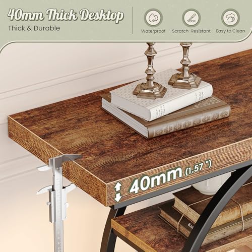 Huuger 41.3 Inch Entryway Table with Artistic Curved Metal Frame,Sofa Table