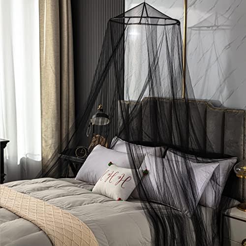 Mosquito Net Bed Canopy for Girls Black Bed Curtains Tent Twin Queen Size