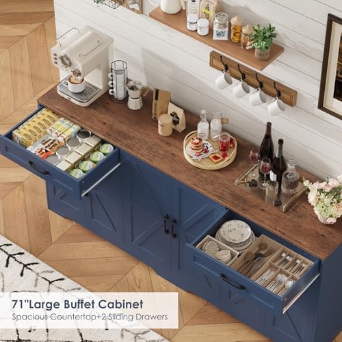 BOTLOG 71” Large Sideboard Buffet Cabinet with Storage