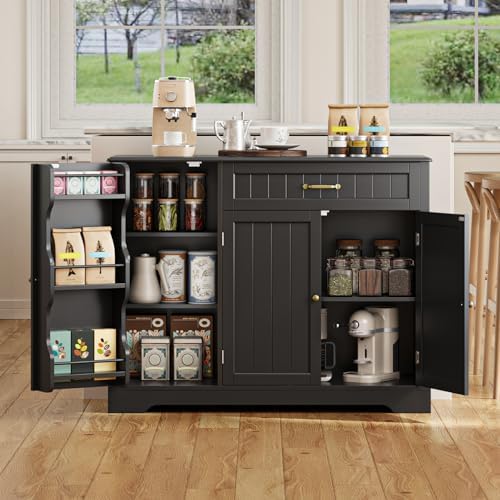Gizoon Kitchen Sideboard Buffet Cabinet with Storage, Black