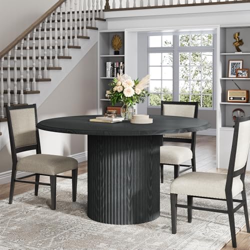Tribesigns 47" Round Dining Table for 4, Farmhouse Kitchen Table with Metal Base, Modern Small Dinner Table for Dining Room,Kitchen (Chairs Not Included)