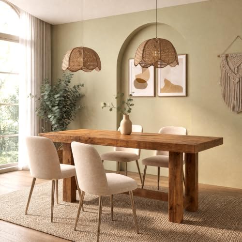 63-Inch Solid Wood Rectangular Dining Table for 4-6 People