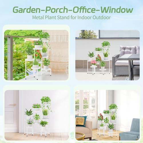 iDavosic.ly Plant Stand Indoor Outdoor, 7 Tier Metal Corner Shelf, White