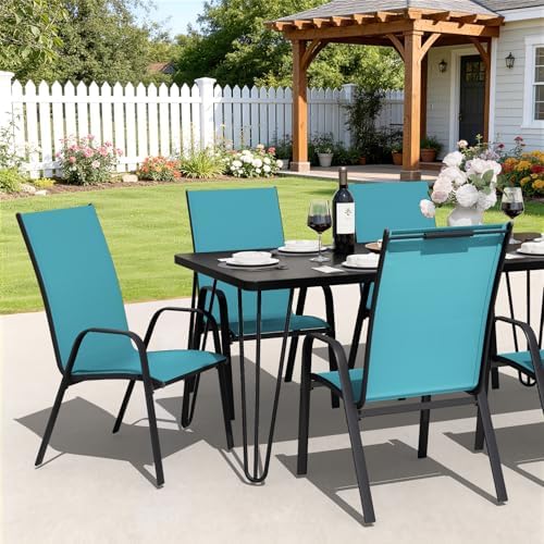 JEAREY Patio Dining Chairs Set of 4, Stackable Outdoor Chairs, Peacock Blue