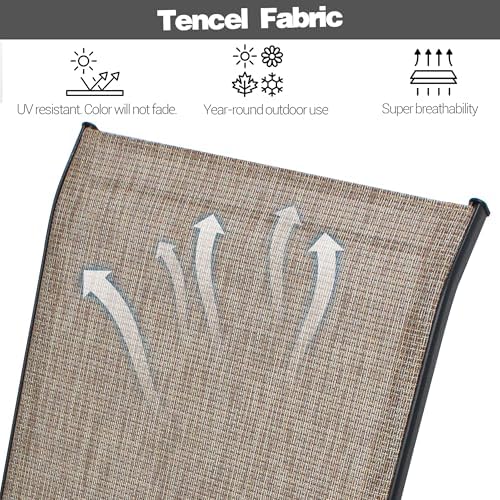 Patio Chairs Set of 4, Stackable Outdoor Dining Chairs for All Weather Textilene Fabric & Metal Frame, Outdoor Chairs Set for Backyard Deck Garden