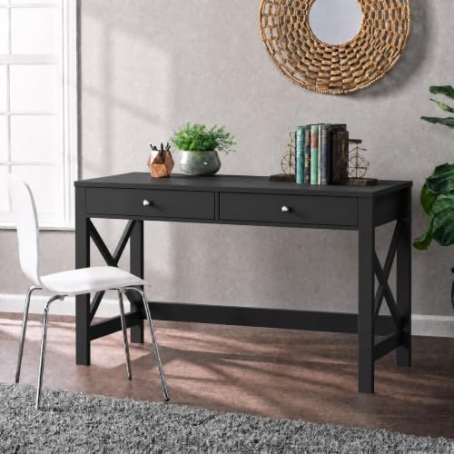 ChooChoo 47.24 Inches Farmhouse Computer Desk with 2 Drawers