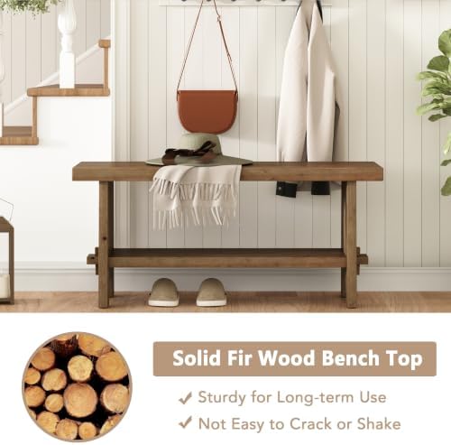 HOKYHOKY Wood Entryway Bench - 39.4" Farmhouse Long Storage Bench, Indoor