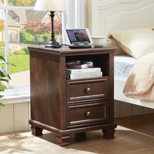 SAVOR LIFE Farmhouse Dresser and Nightstand Set 2, Walnut