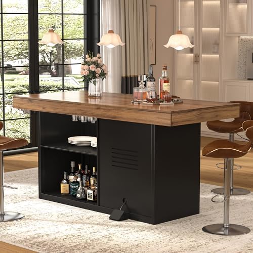GDLF Bar Height Table with Fridge Space, Home Pub Table with Storage