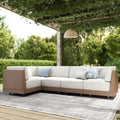 PHI VILLA 5 Piece Wicker Patio Sectional Furniture Set 8.7" Thick Cushions