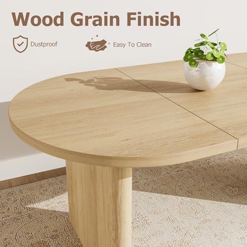 GarveeHome 70.87" Long Oval Dining Table with Wooden Base for 6-8 People