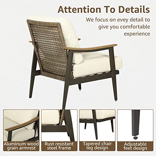NATURAL EXPRESSIONS Patio Outdoor Chair Sofa, Wicker Back, Woodgrain Arm