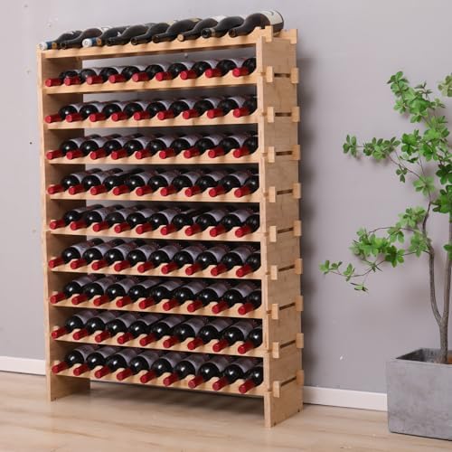 90 Bottle Stackable Storage Modular Wine Rack Cabinet Bamboo freestanding Floor Wine Holder Display Shelves