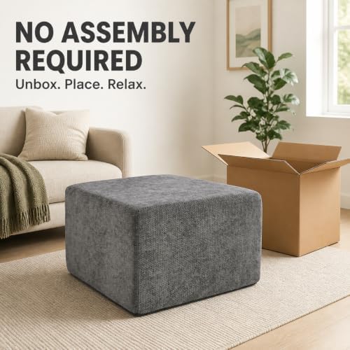 MONVANE 27.5" Square Ottoman, Modular Foot Rest, Grey