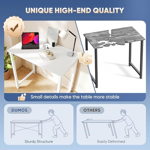 DUMOS 32 in Small Computer Desk for Home Office, Modern Study Work Table Simple Style for Bedroom, Writing Desks with X-Shaped Reinforcement, 2 Pack, White