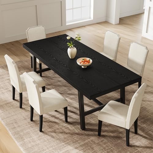 Garvee 79" 8-10 Person Dining Table, Industrial Kitchen Table, Black