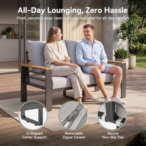 Aoxun Patio Furniture Set, Aluminum Outdoor Furniture with Oversized Seats