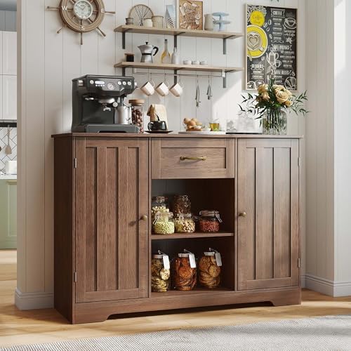 Gizoon 45" Kitchen Sideboard Buffet Cabinet with Storage, Dark Brown