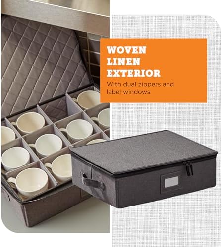 storageLAB Cup & Mug Storage Case | Hard Shell Felt Dividers | Gray