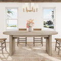 GarveeHome 70.87" Long Oval Dining Table with Wooden Base for 6-8 People