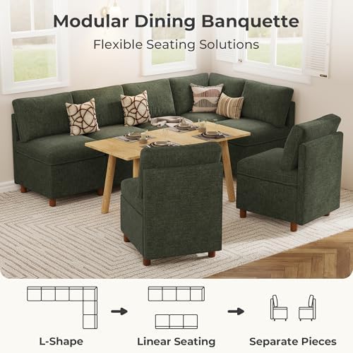 SITJOY Breakfast Nook Bench with Storage, Green, 7 Seat (1 Corner)