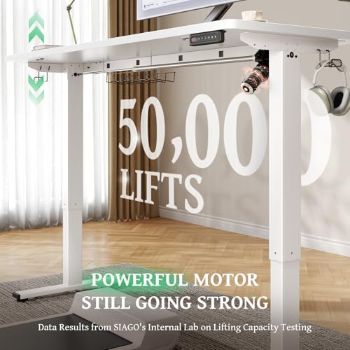 White 47x24 in Electric Standing Desk, 0.8 Inch Thick Tabletop