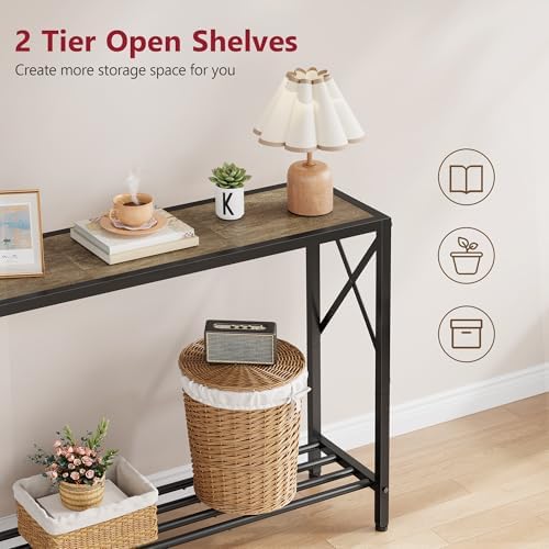 Tajsoon Console Table 41.8", 2 Tier Industrial Entryway Table with Shelves