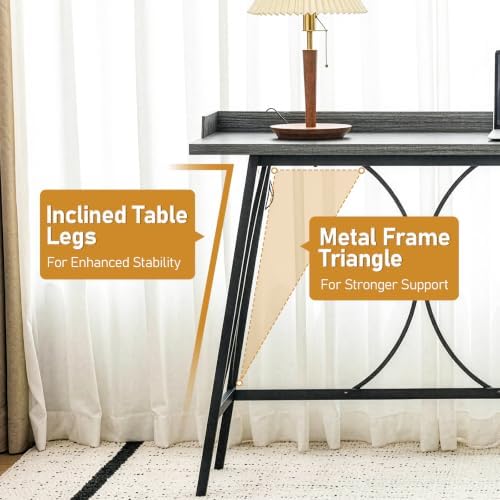 Karl home 82.3" Bar Table, Counter Height Table with Back Rail, Wash Gray