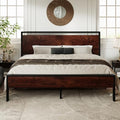 Allewie King Size Bed Frame, Heavy Duty 12 Metal Slats Support, Mahogany