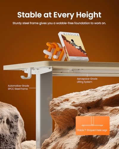 ErGear Height Adjustable Electric Standing Desk, 63 x 28 Inches Sit Stand up Desk, Memory Computer Home Office Desk, Natural