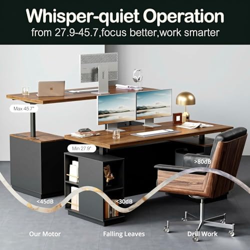 ModernMate 71" L Shaped Executive Standing Desk with 4 Drawers