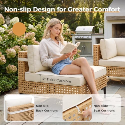 ABCASA 7-Pieces Patio Furniture Set with Non-Slip Cushions & Coffee Table