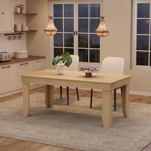 GarveeHome Farmhouse Dining Table for 6-8 People, 63" Long Kitchen Tables