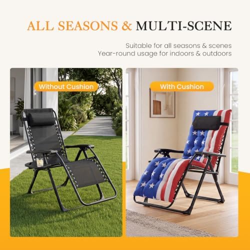 NEWBULIG Zero Gravity Chair, Folding Patio Recliner with Cup Holder Trays