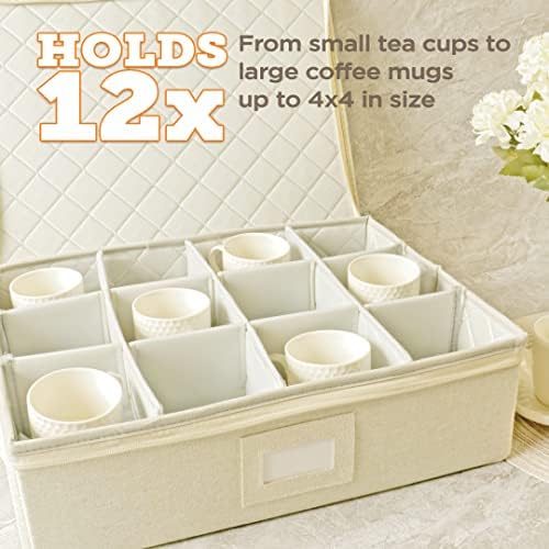 storageLAB Cup & Mug Storage Case | Hard Shell Felt Dividers | Cream